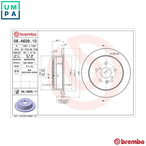 Brake disc a608 11 - disc, for